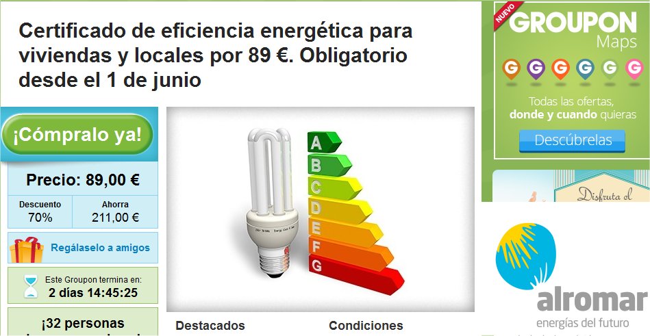 Certificado Energetico Madrid con Groupon